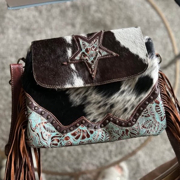 Myra Bag Handbags - Myra Cowhide Fringe Crossbody Bag